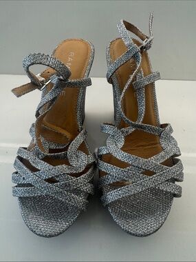 Rampage Silver Glitter Strappy Heels